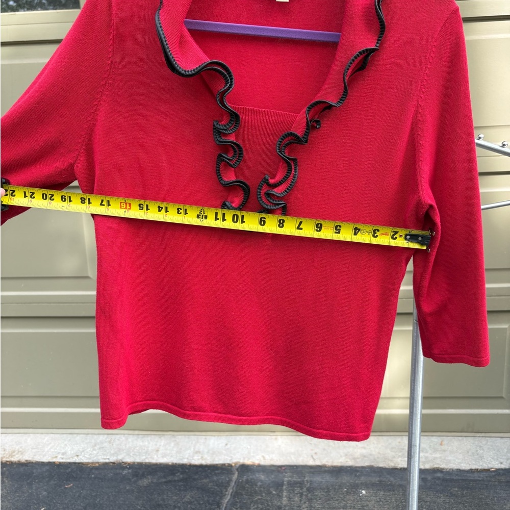 Red Ruffled Collar Top - Picture 2 of 7
